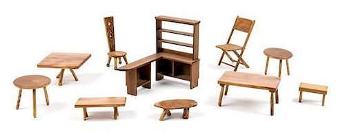 A Group of Ten Furniture Articles Height of tallest 3 1/4 inches.