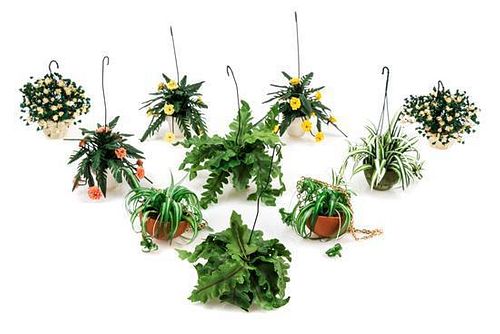 Ten Models of Hanging Plants Height of display case 3 1/4 inches.