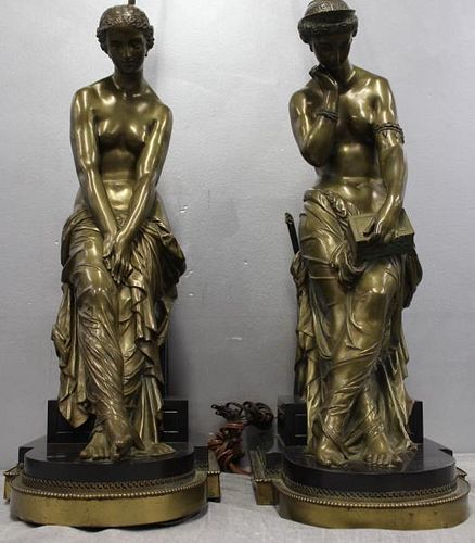 Pair Of Quality & Large Bronze Figural Bookends