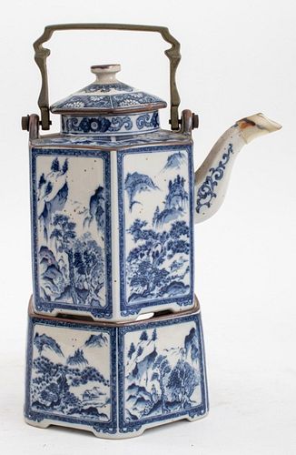 Japanese Porcelain Teapot With Warmer Stand