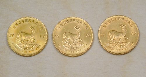 (3) South Africa 1979 Gold Krugerrands.