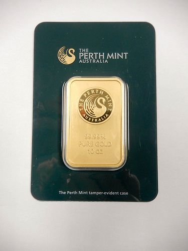 Perth Mint Pure Gold 10 Troy Ounce Bar.