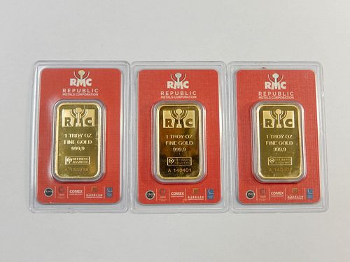 (3) RMC Fine Gold 1 Troy Ounce Bars.