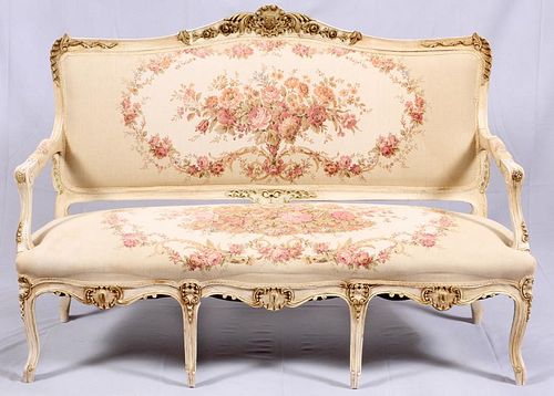 FRENCH LOUIS XV STYLE SETTEE & SIDE CHAIRS 3 PCS.