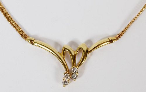 18KT YELLOW GOLD & DIAMOND NECKLACE