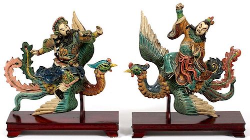 CHINESE HAND PAINTED GLAZED POTTERY FIGURES