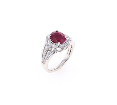 Sheffield Antique Style Burma Ruby Platinum Ring