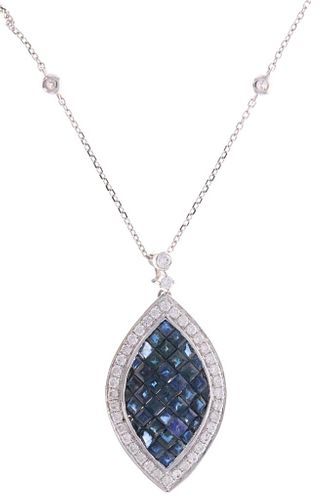 Blue Star Sapphire Diamond & 14k Gold Necklace