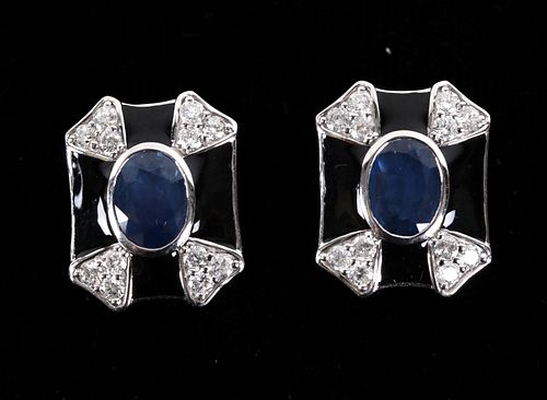 Opulent Sapphire Diamond & Platinum Earrings