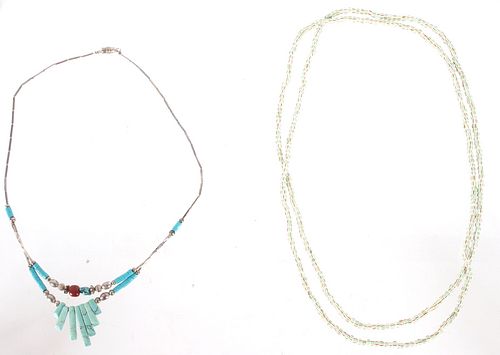 Navajo Turquoise & Venetian Small Chevron Necklace