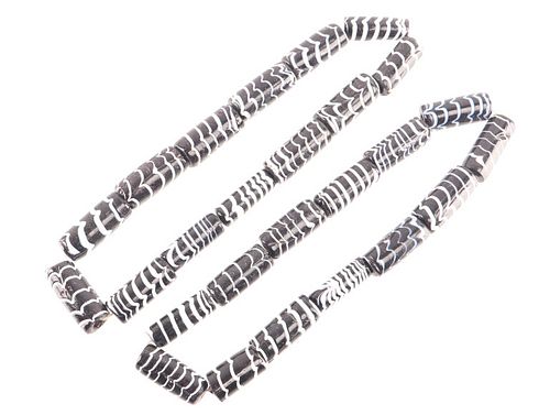 1800's African Zebra Trade Bead Necklaces