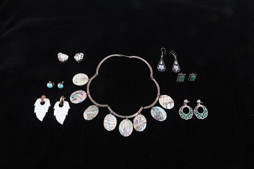 Silver Turquoise Malachite & Shell Jewelry