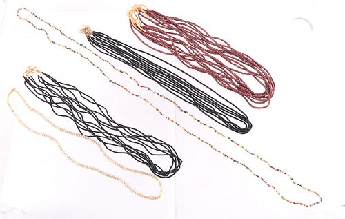 Collection Of Glass Trade Seed Bead Necklaces