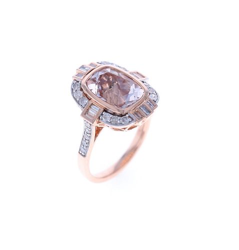 Opulent Morganite & Diamond 14k Rose Gold Ring