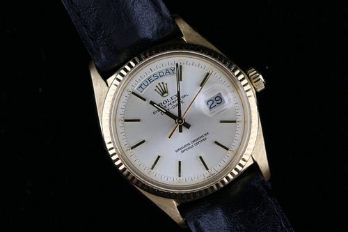 1966 Rolex Day-Date Silver Dial Black Band