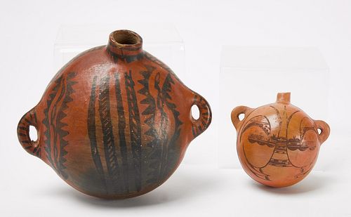 Two Native Pottery Canteens