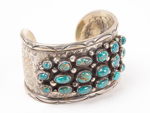 Navajo Silver with Turquoise Cuff Bracelet