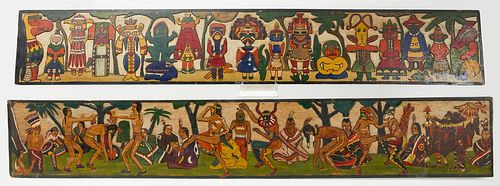 Two Carved Folk Art Panels with Native Americans