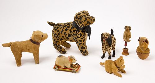 Seven Fabric Toy Dogs