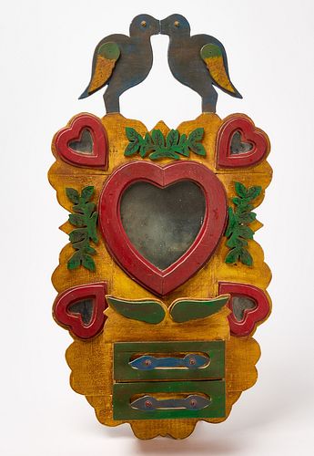 Painted Wall-Box with Heart Mirror