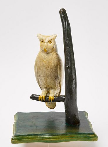 Folk Art Carved and Painted Owl