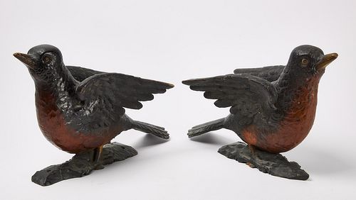 Pair of Carved Robins
