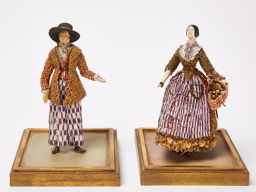 Pair of Victorian Sea Shell Dolls