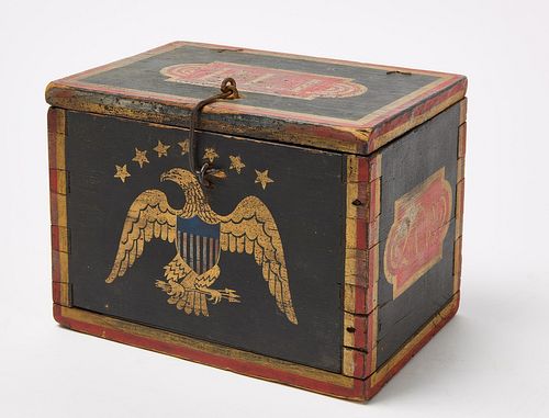 Paint-Decorated Box with Eagle