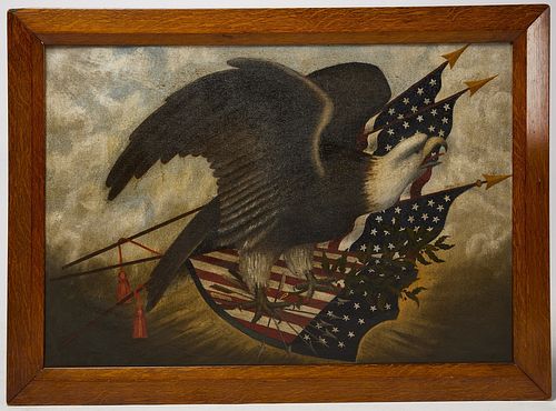 Patriotic Eagle with Flags and Shield Painting