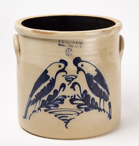 Norton Stoneware Jar with Parrots