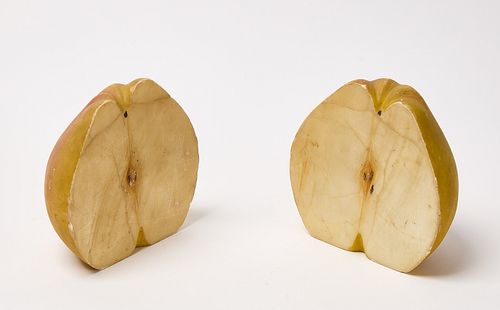 Oversized Alabaster Apple in Two Halves