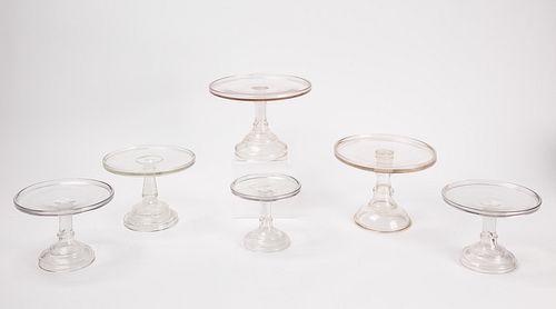 6 Antique Glass Cake Stands