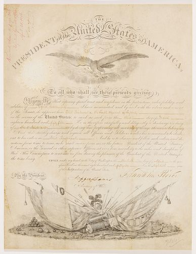 Franklin Pierce Nomination to Infantry Document