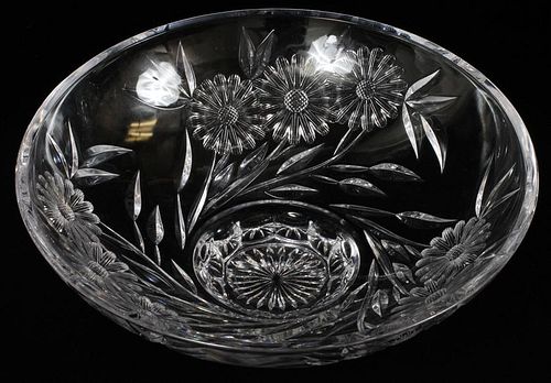 ETCHED CRYSTAL CENTERPIECE BOWL