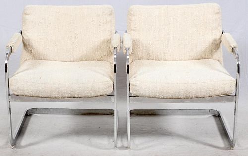 CHROME AND UPHOLSTERED ARM CHAIRS