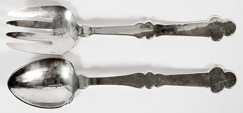 MEXICAN STERLING SERVING FORK AND SPOON 2 PIECES