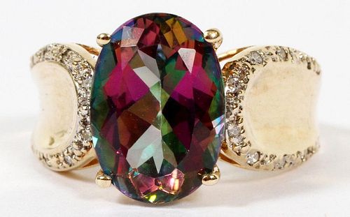 8 CT SYNTHETIC ALEXANDRITE & 14 KT. GOLD RING