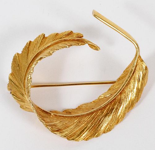 14KT GOLD FEATHER BROOCH