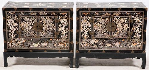 CHINESE BLACK LACQUER AND MOTHER-OF-PEARL CABINETS