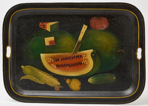 Tole Tray with Watermelon Still Life