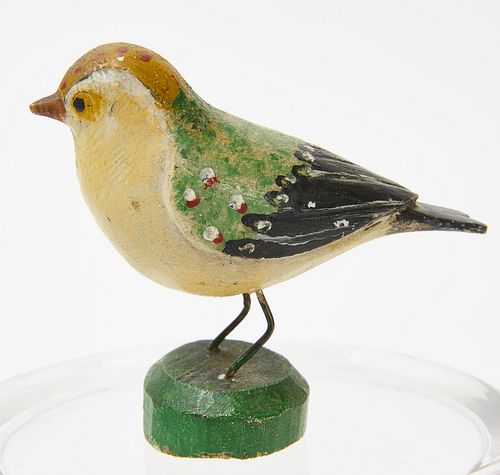 Carved and Painted Song Bird