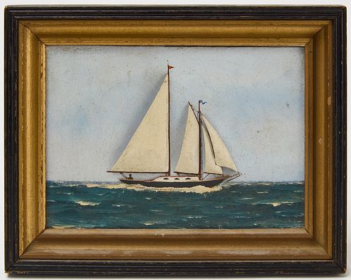 Capt. James Keating Sailboat Relief Painting
