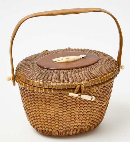 Reyes Nantucket Purse Basket with Whale