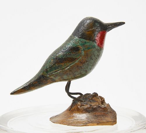 Joseph Moyer Carved Blue Bird with Red Throat