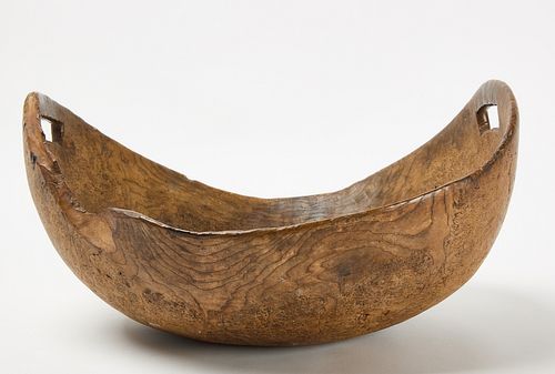 Early Native Carved Burl Bowl with Handles