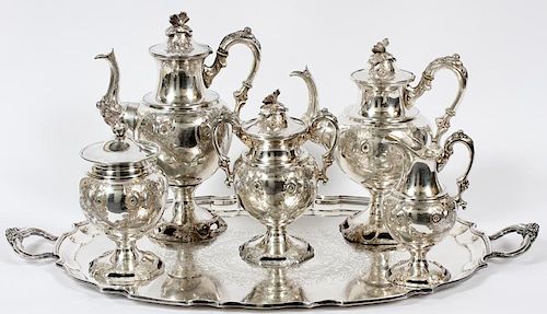 SILVERPLATE TEA & COFFEE SET AND TRAY 6 PIECES
