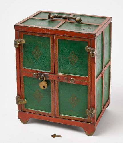 Green and Red Painted Safe
