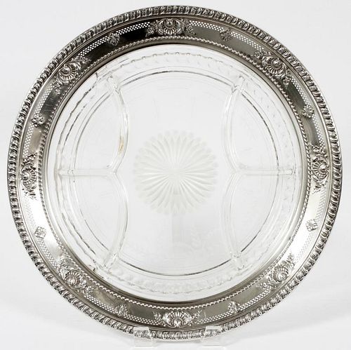 AMERICAN STERLING AND GLASS SERVING TRAY AS IS