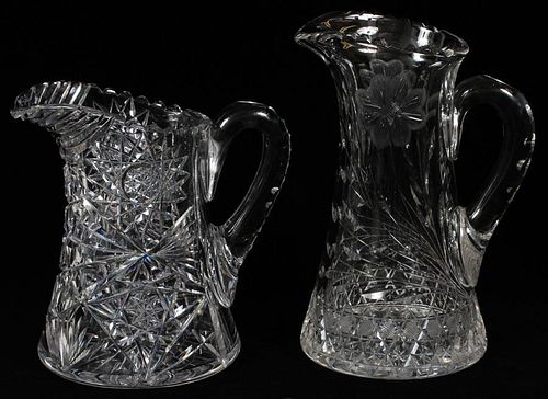CRYSTAL WATER PITCHERS TWO CIRCA 1900