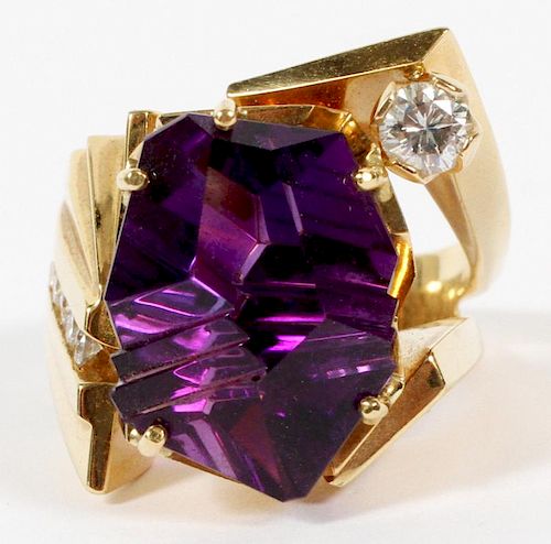 MATTHEW HOFFMAN GOLD RING AND AMETHYST RING